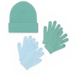 wonder nation Mint Green Beanie with Mint and Light Blue Glove Pairs